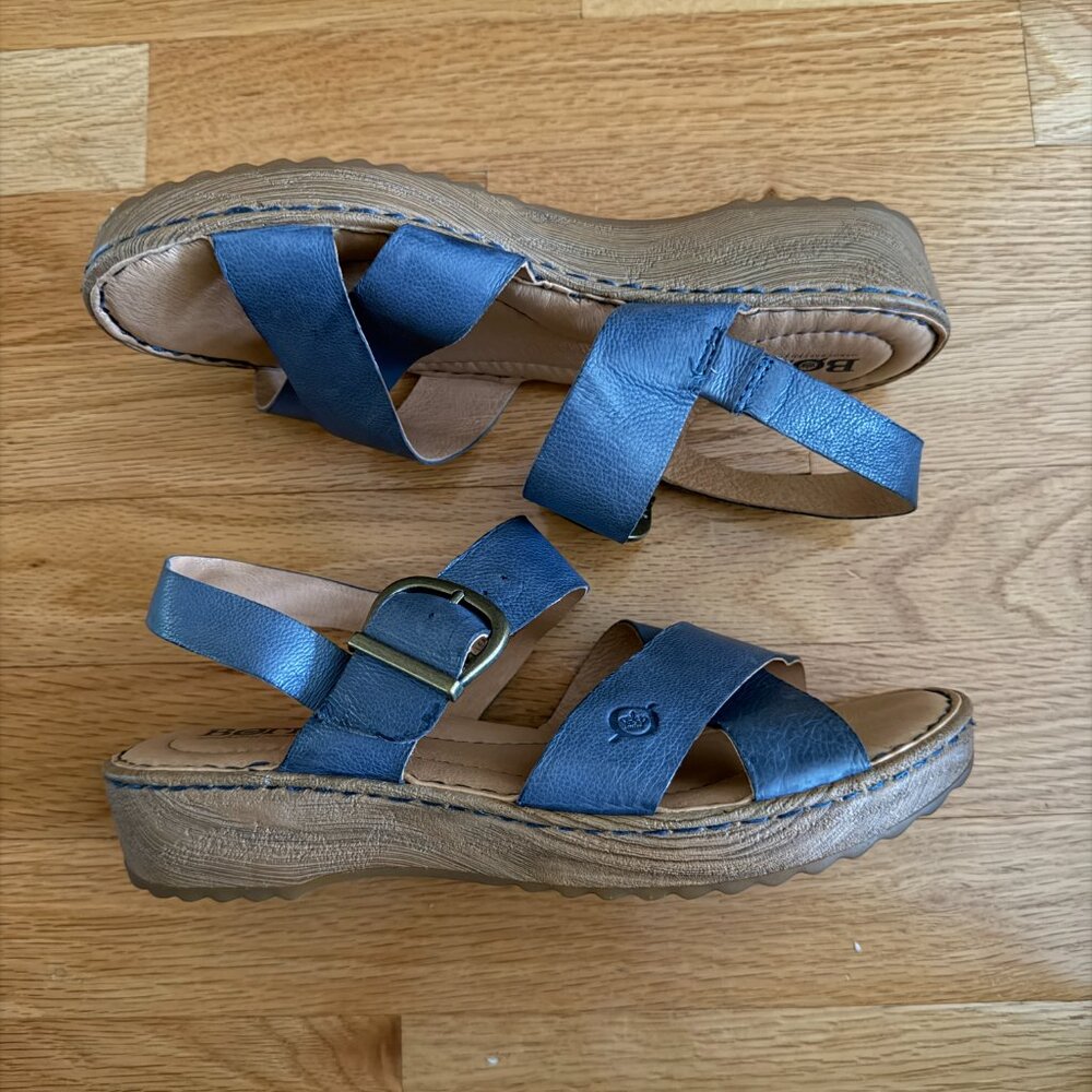Born Blue Leather Comfort Sandals Size 7M - Picture 2 of 12